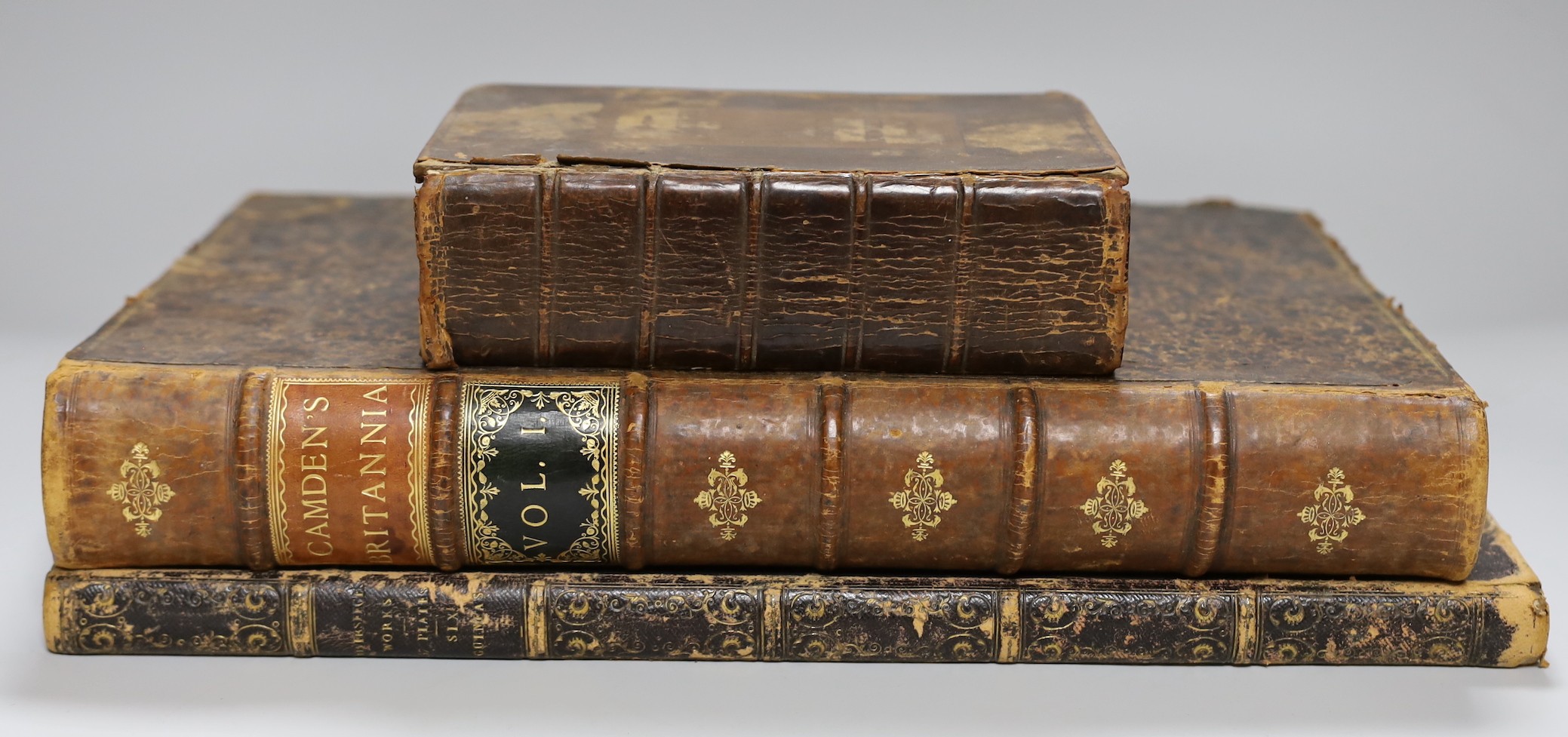 Camden, William. Britannia: or a Chorographical Description of Great Britain and Ireland....revised.... with large additions, by Edmund Gibson vol 1 (only, of 2), engraved portrait, plates and text illus. (without the Ro